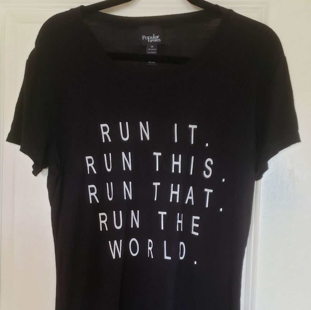 Popular Sports Black Graphic Tee Size 2X